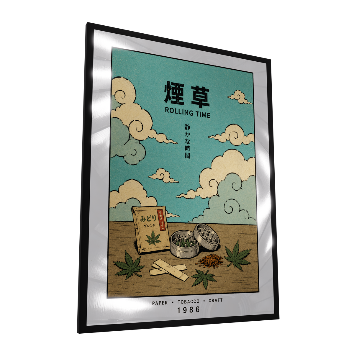 Rolling Time — GLINT mirror art print, shown framed