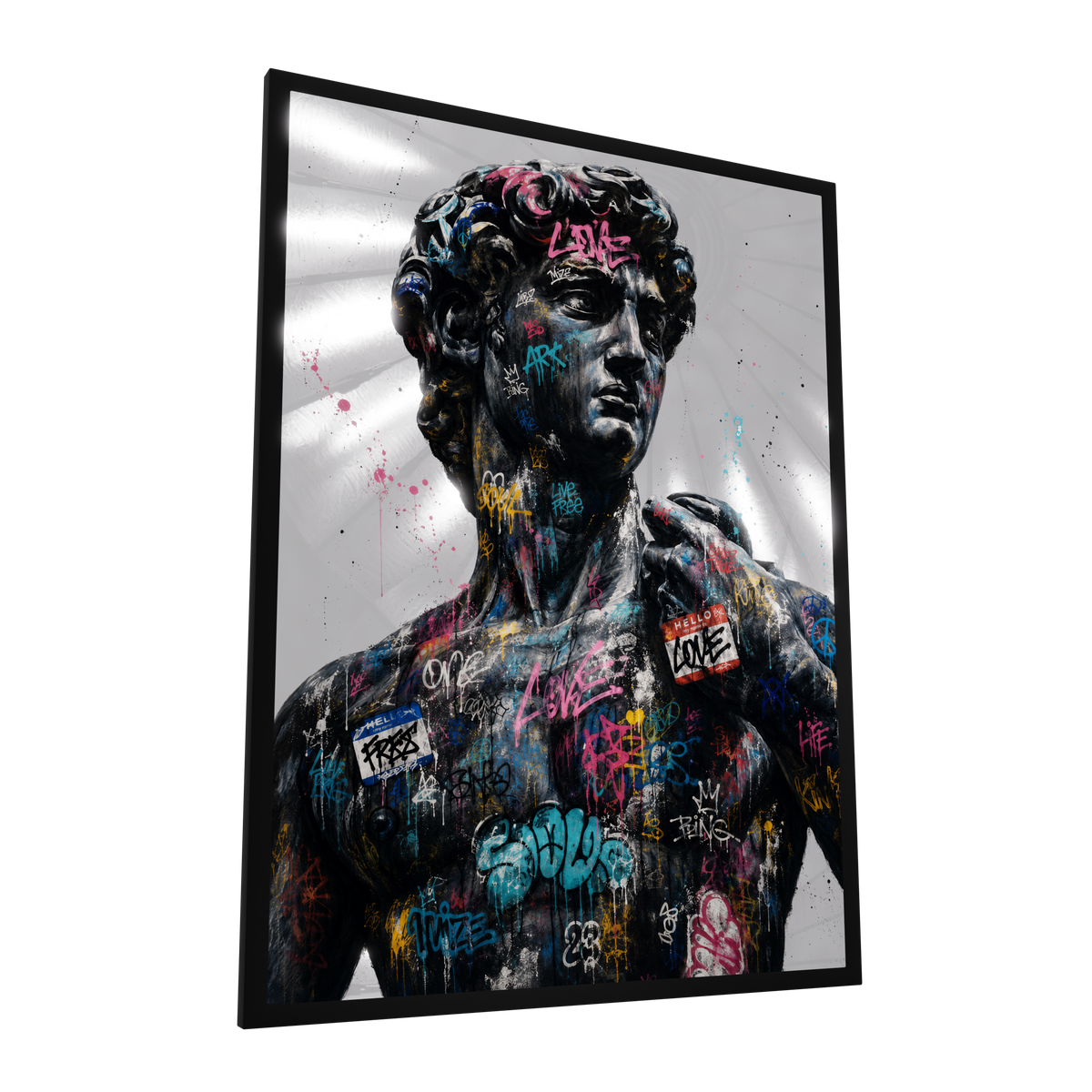 The Overwritten Icon — GLINT mirror art print, shown framed
