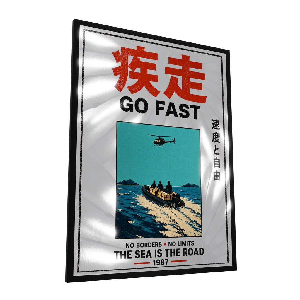GO FAST — GLINT mirror art print, shown framed