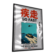GO FAST — GLINT mirror art print, shown framed