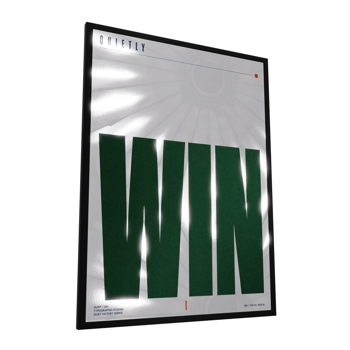 Quietly Win — GLINT mirror art print, shown framed