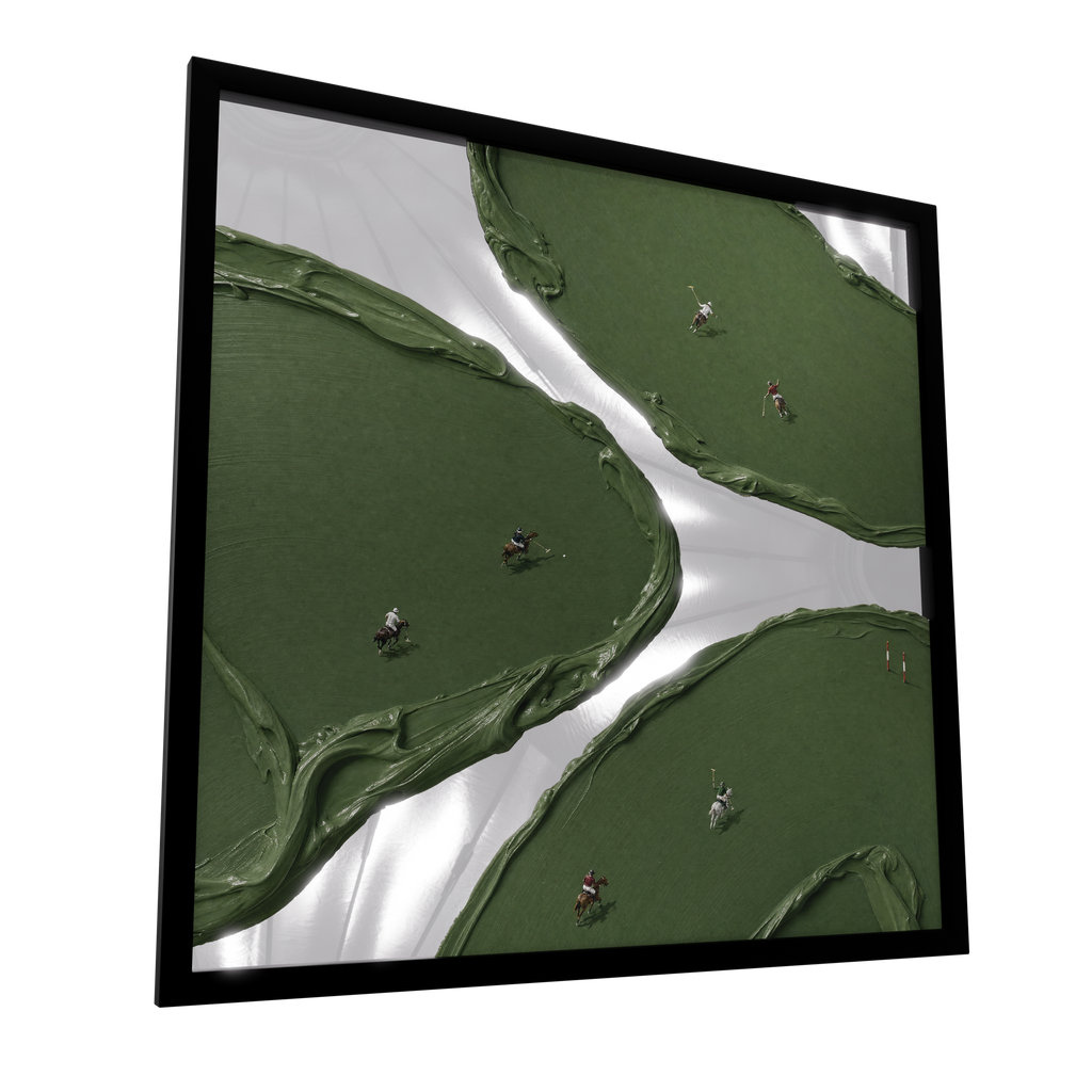 The Polo Club — GLINT mirror art print, shown framed
