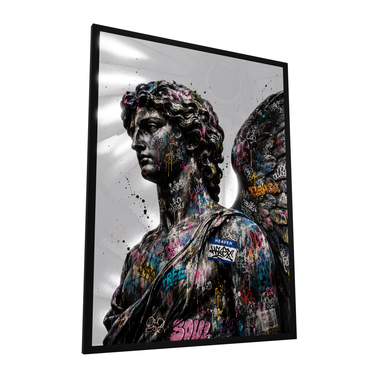 Divine Vandalism — GLINT mirror art print, shown framed