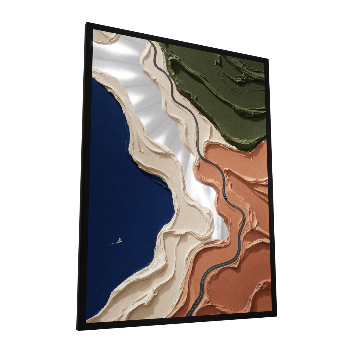 La Corniche — GLINT mirror art print, shown framed