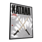 Katana — œuvre sur miroir GLINT, présentée avec un cadre
