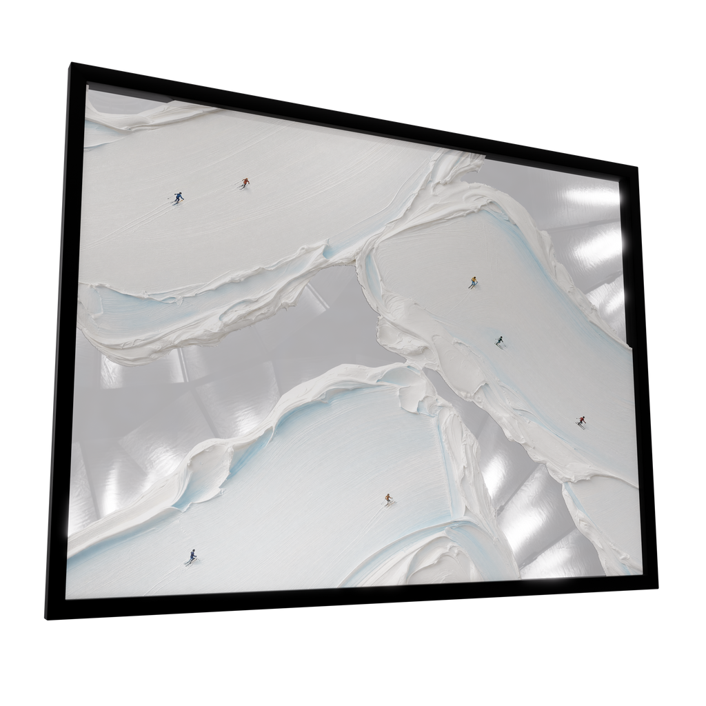 White Peaks — GLINT mirror art print, shown framed