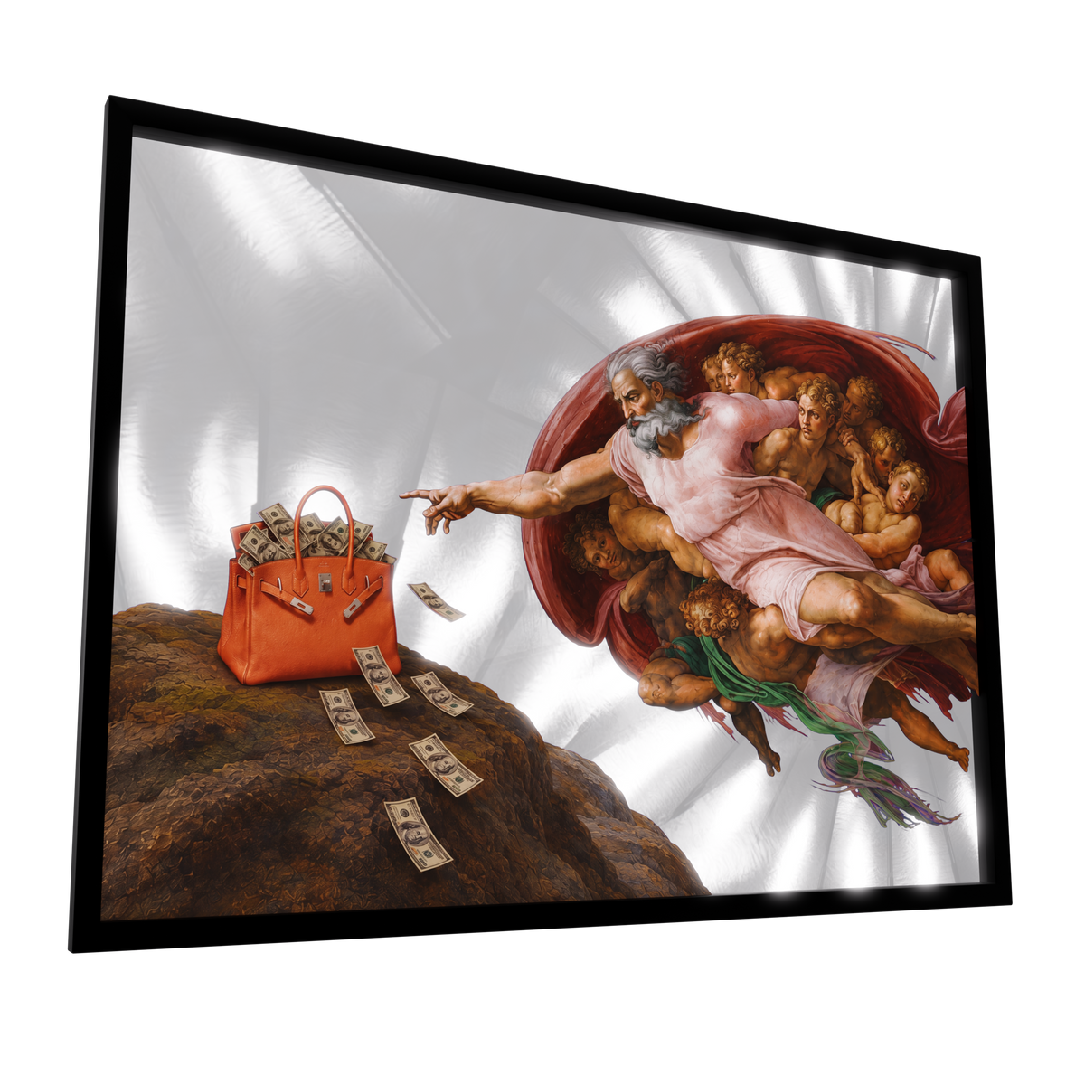 The Creation of Wealth — GLINT mirror art print, shown framed