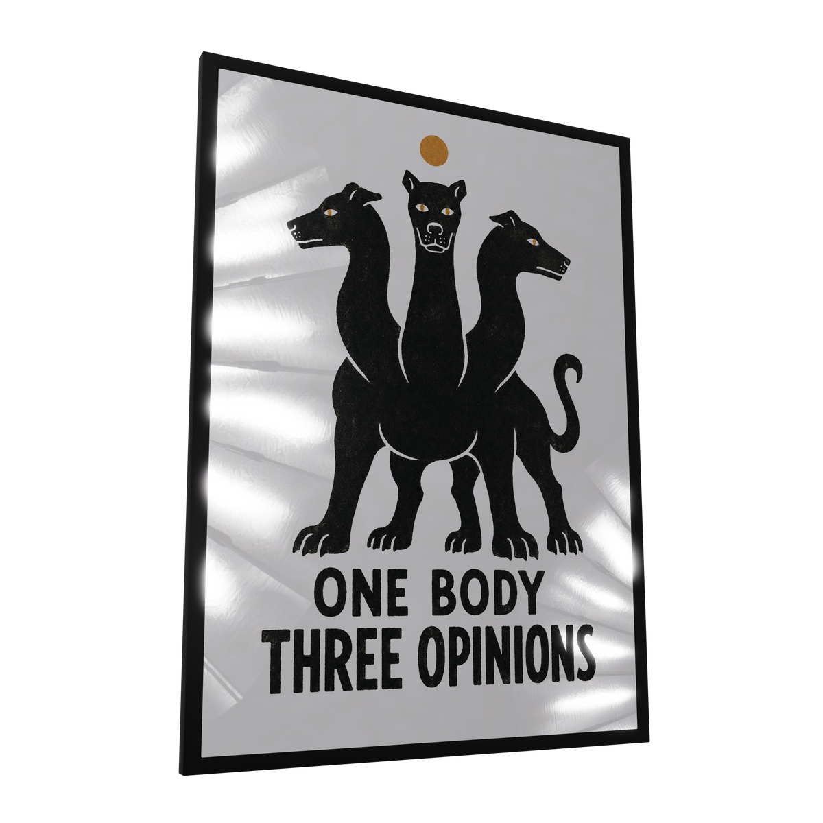 Three Opinions — GLINT mirror art print, shown framed