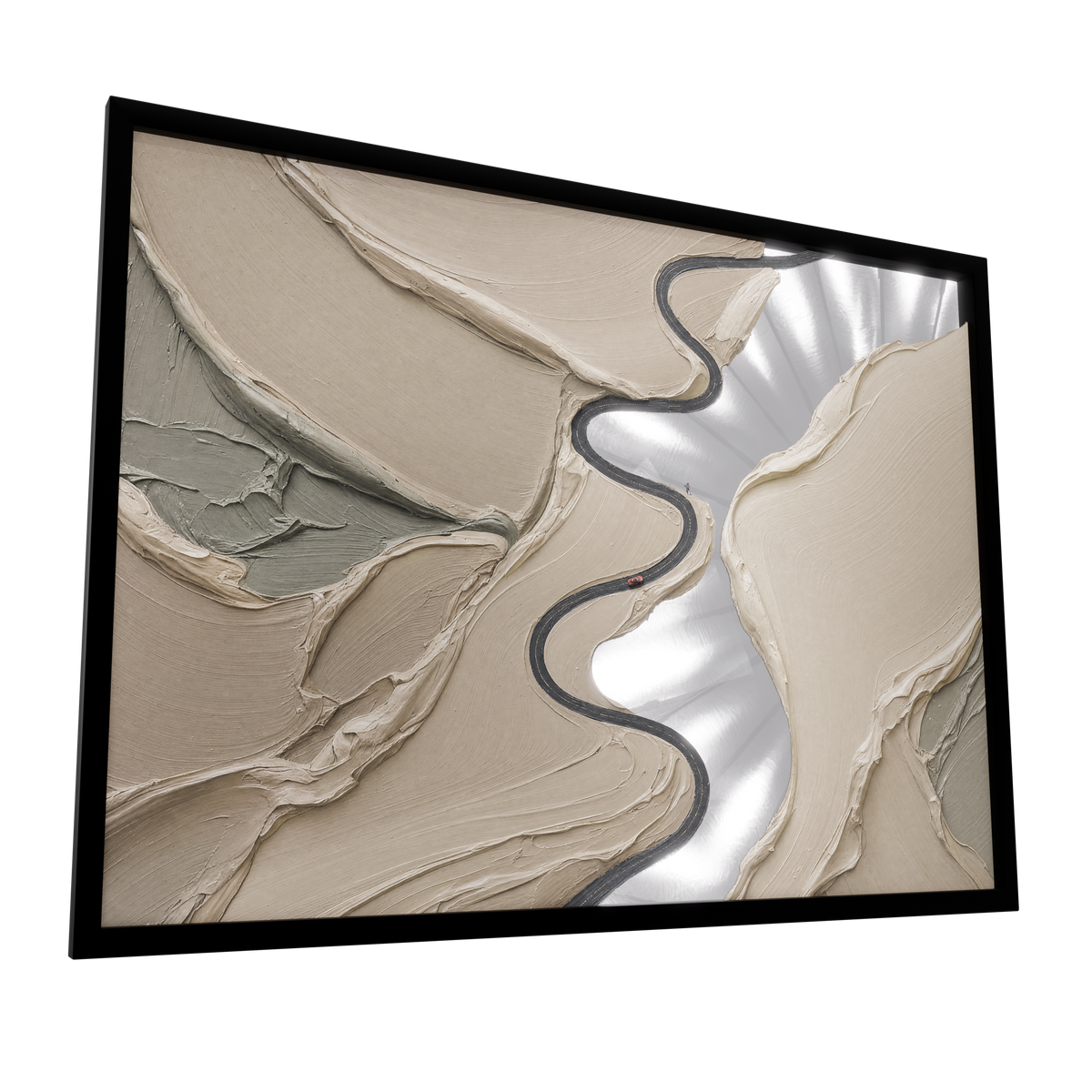 The Long Way — GLINT mirror art print, shown framed