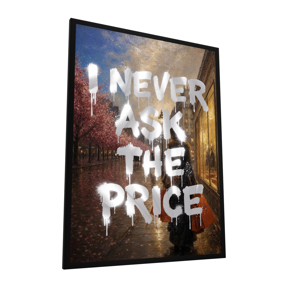 I Never Ask The Price — GLINT mirror art print, shown framed