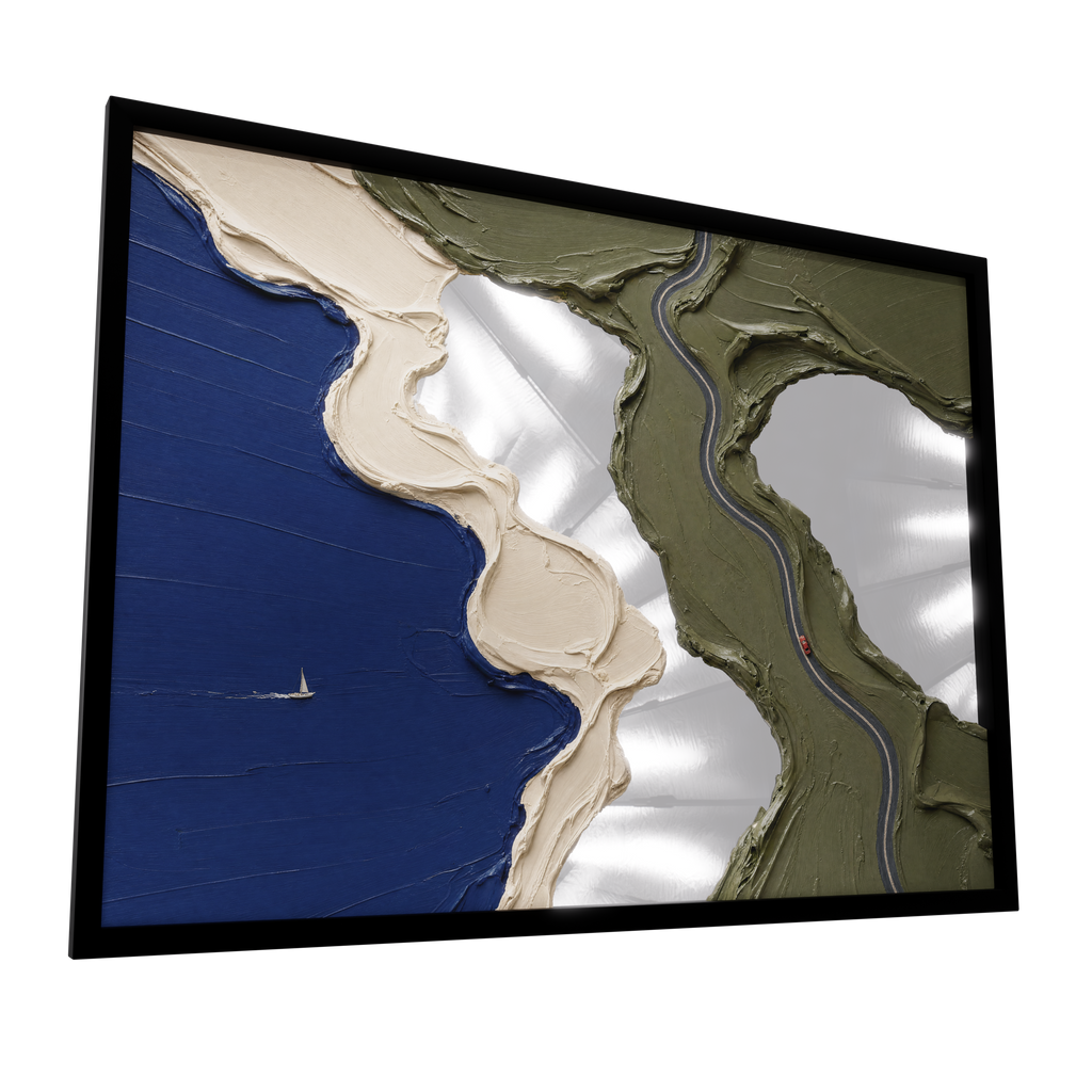 Coastline — GLINT mirror art print, shown framed